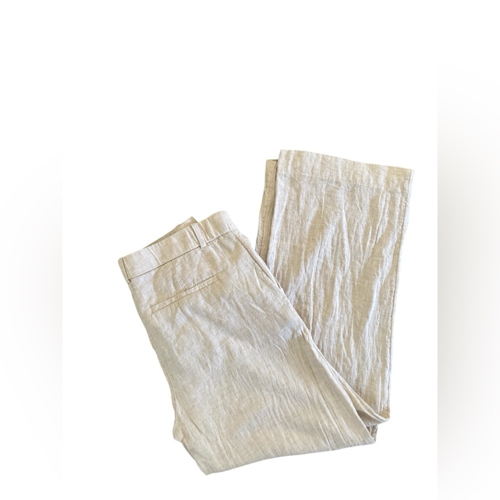 Abercrombie & Fitch Sloane Low Rise Tailored Linen-Blend Pant Sz 6/27 BEIGE - Picture 5 of 9